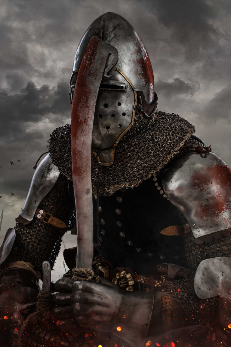 战士图片-穿着盔甲握着剑的骑士素材-高清图片-摄影