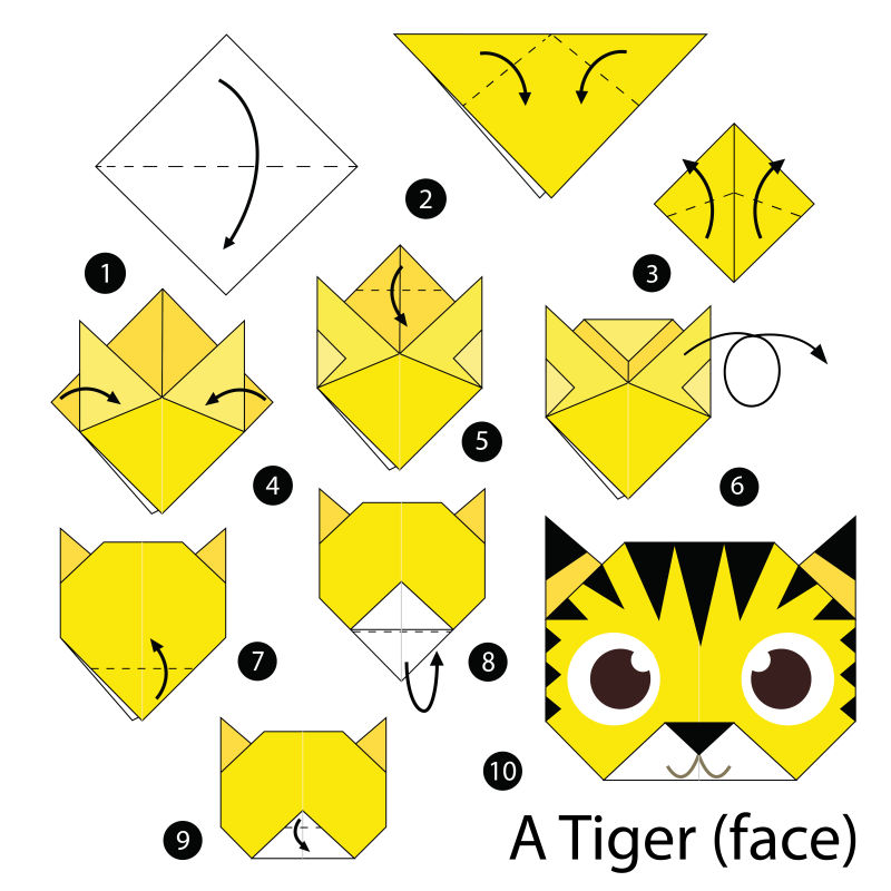 矢量折纸老虎的步骤图解