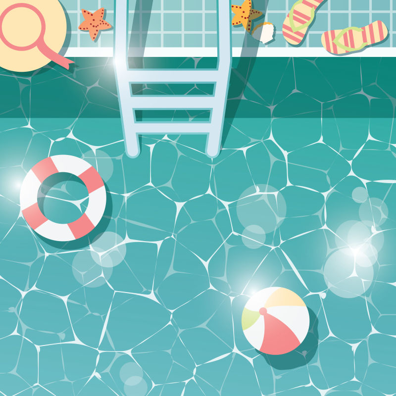 矢量游泳池背景图片-矢量创意夏日泳池背景的横幅设计
