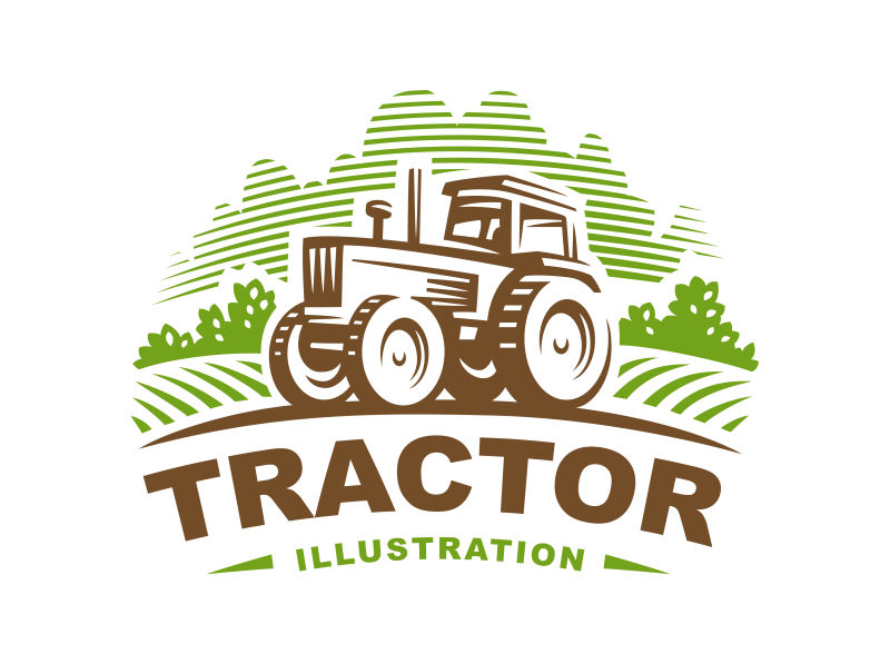 拖拉机图案的农业标志矢量设计