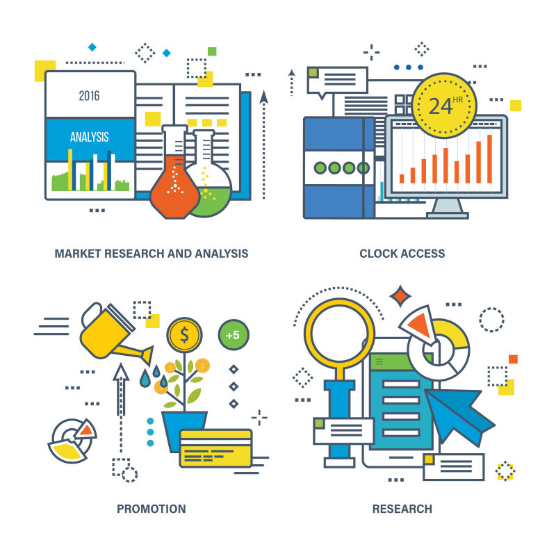 创意矢量市场调研概念的图标设计