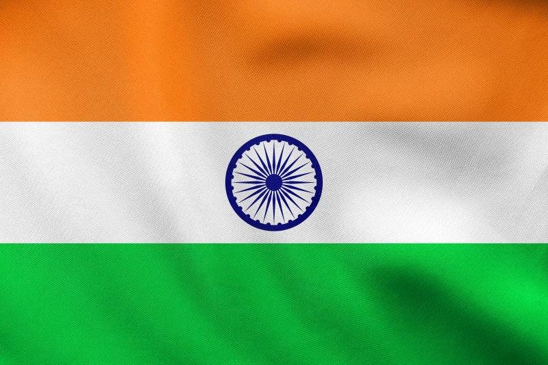 印度国旗飘扬
