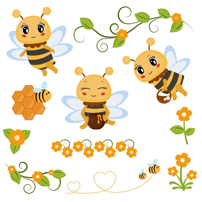 背景设计蜂蜜和蜜蜂贴纸