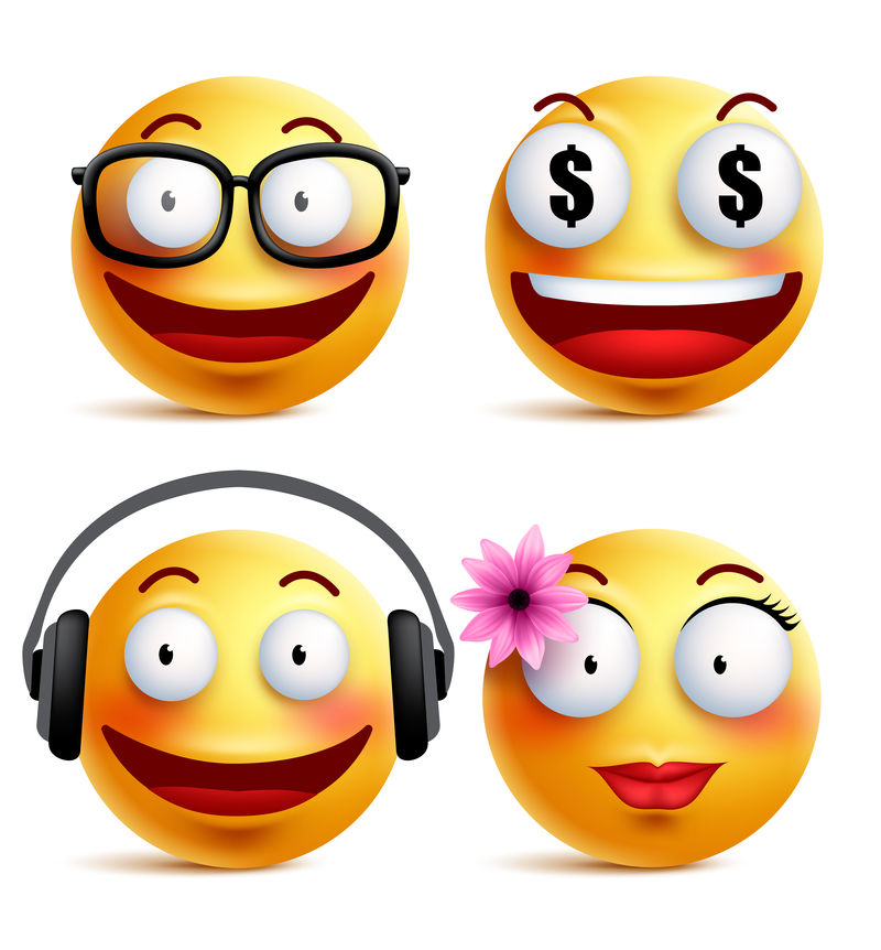 微笑-微笑表情-带着情绪的黄脸-面部表情-3d逼真表情-有趣的卡通人物
