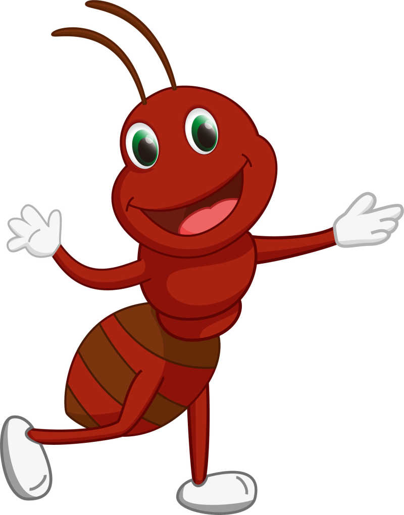 卡通红色蚂蚁的矢量插图