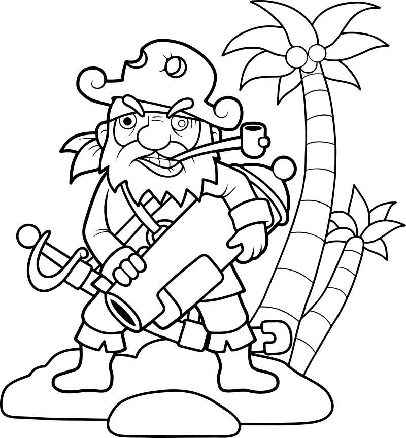 卡通线描海盗的矢量插图