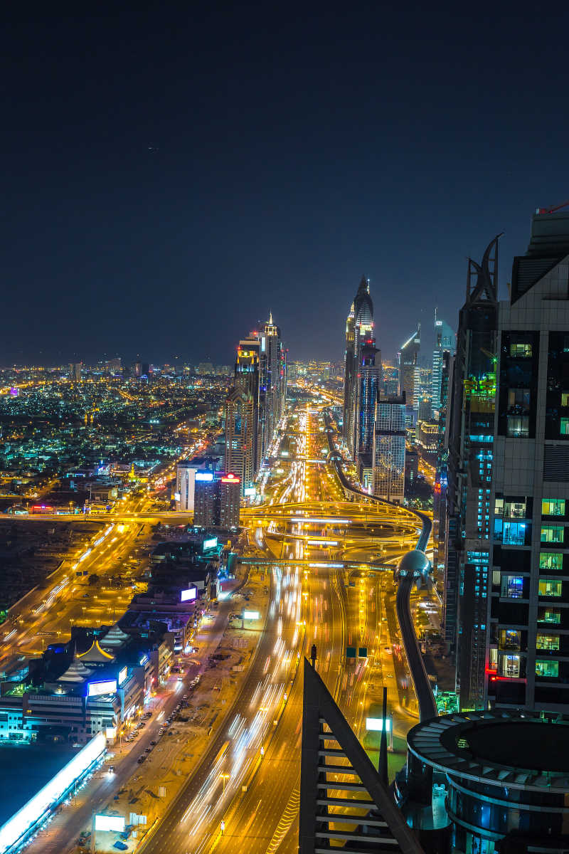 迪拜城市建筑夜景