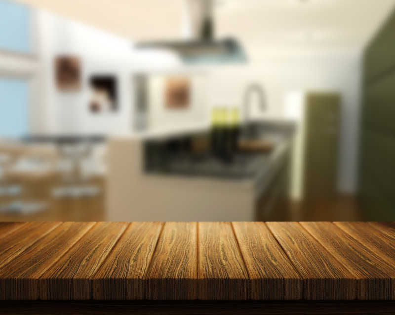 镜头散焦模式下的厨房木桌图片id: 160070