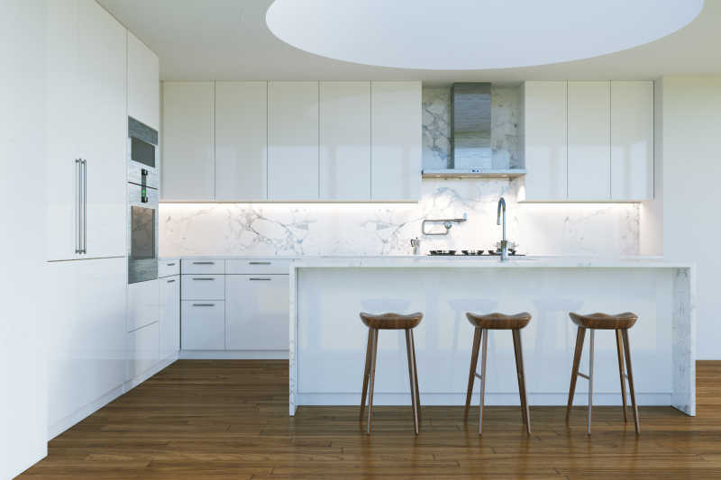 新当代新装修白色厨房内部