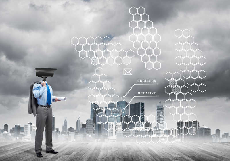 带摄像头的人概念表现安全观和隐私保护