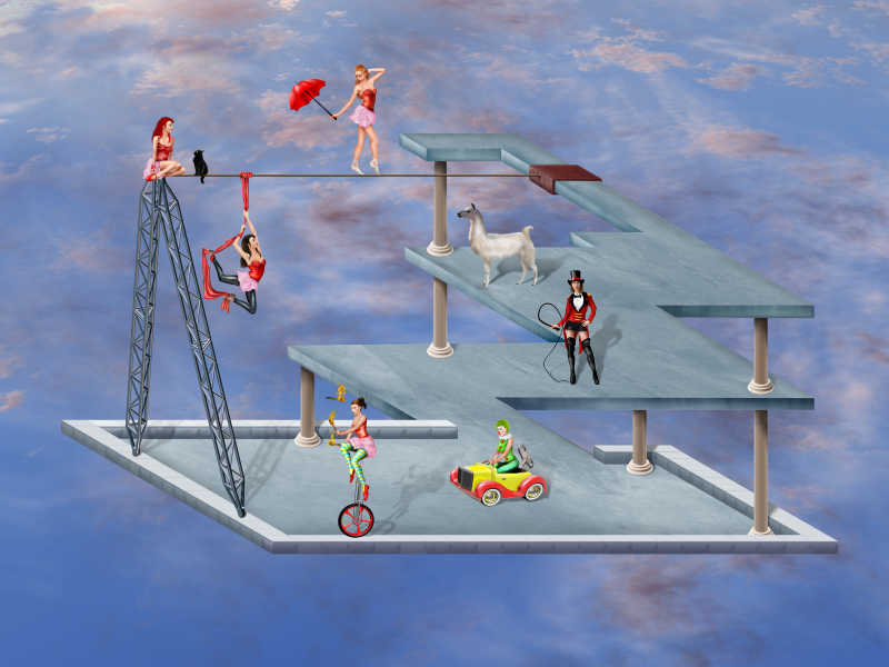 在不可能的超现实主义马戏团表演者