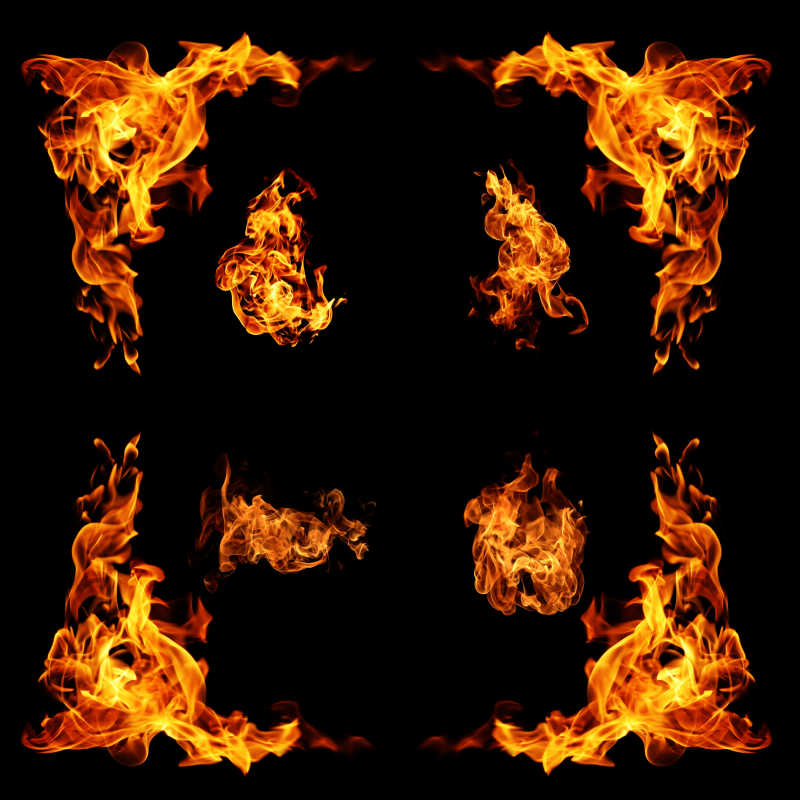 黑色背景的火