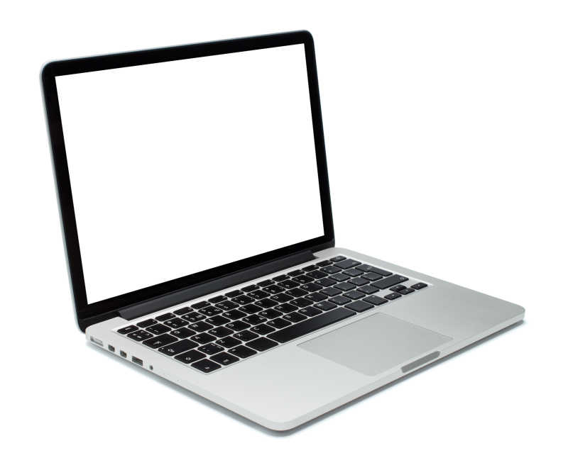 白色背景上的笔记本电脑特写