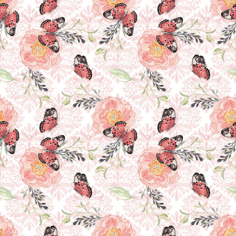 蝴蝶和花的插画