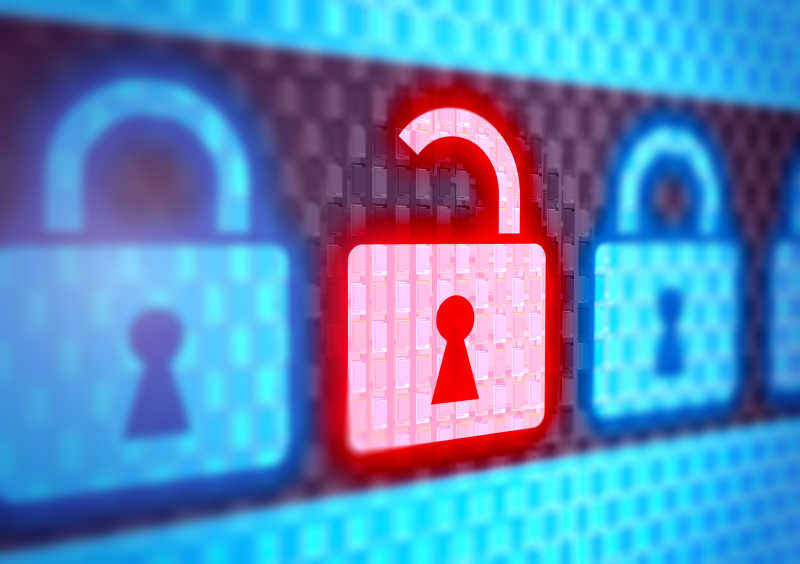 安全概念锁定数字屏幕