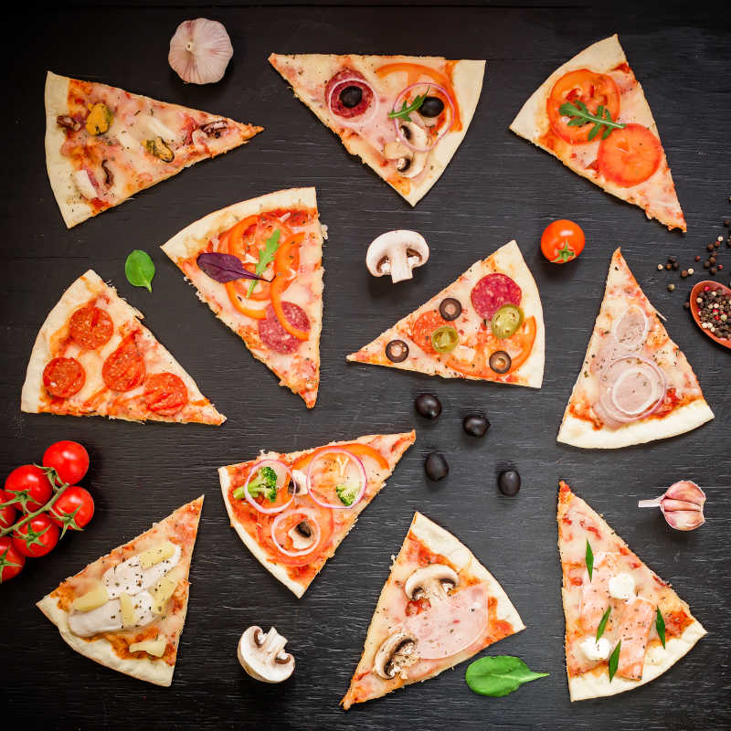 多种披萨片组合