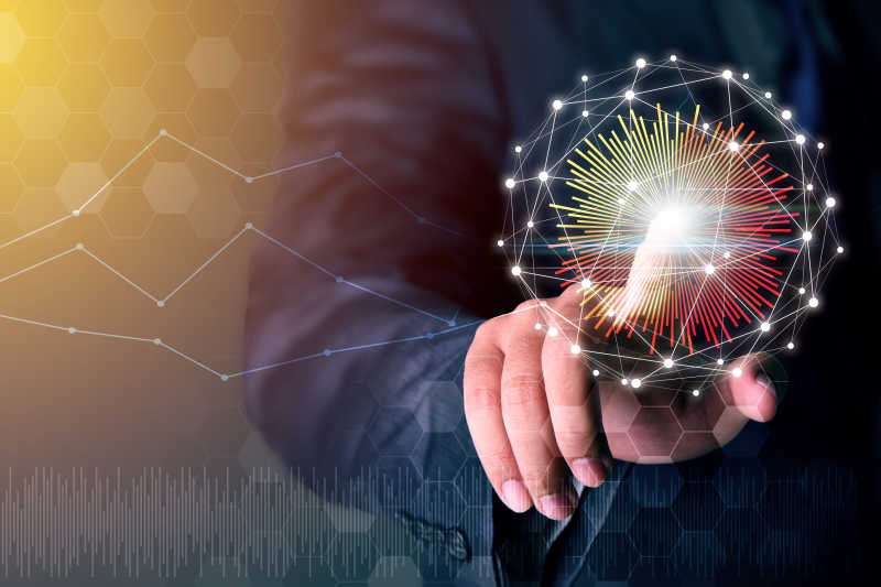 商家手触摸网络连接