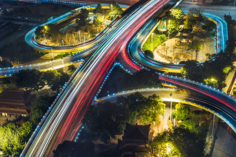 南昌城市景观与城市交通灯光霓虹灯