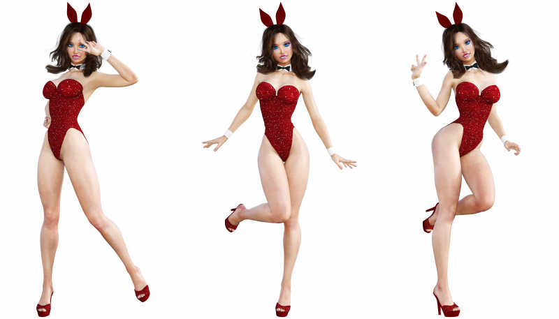 兔女郎性感长腿女人红色泳装鞋花花公子概念时尚艺术