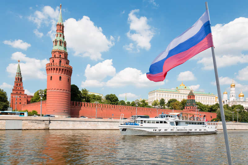 克里姆林宫背景下的俄罗斯国旗