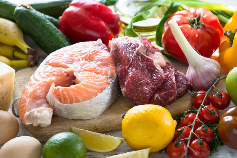 健康营养有机食品三文鱼牛肉大蒜