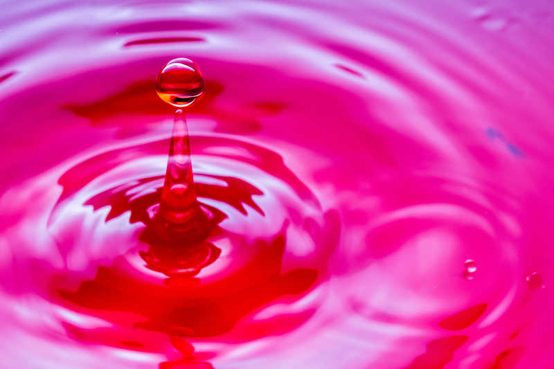 水滴滴入水中的特写