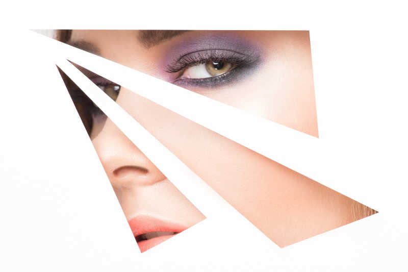 带有妆容的三角形脸部拼图