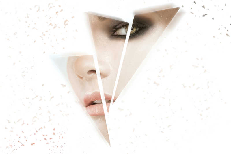 画着黑色眼影的时尚肖像拼图