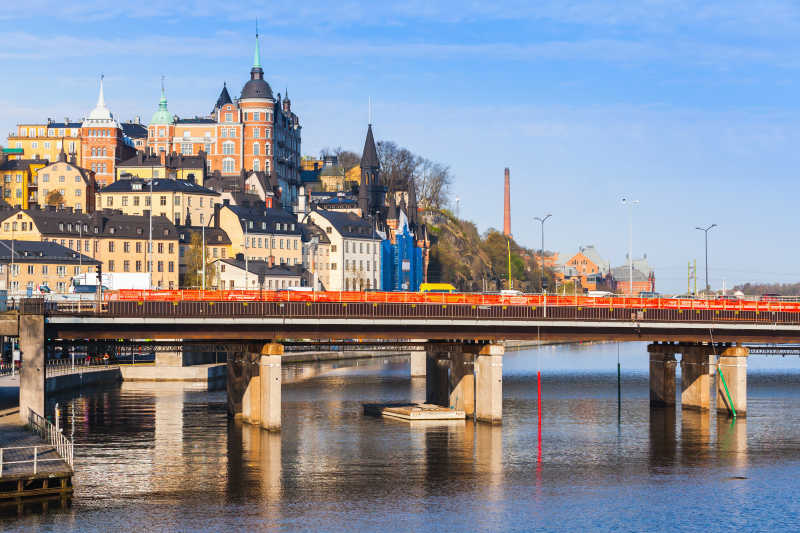 瑞典斯德哥尔摩都市风景桥梁