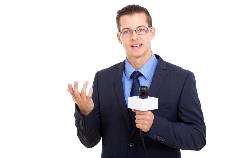 专业新闻记者在现场直播