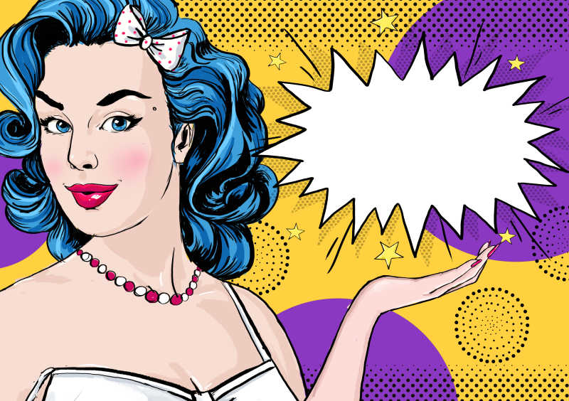 波普艺术美女插图的漫画