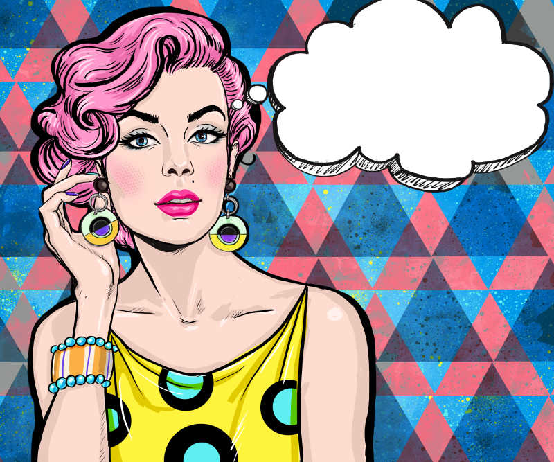 空白想法的流行艺术的女孩插画