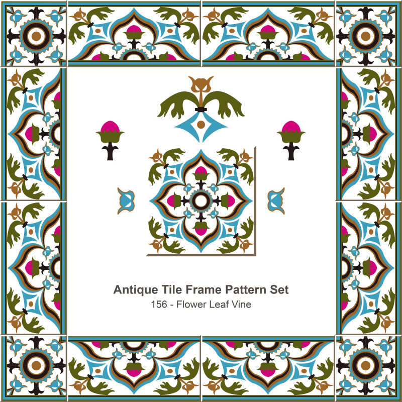 仿古瓷砖框架花叶藤瓷砖