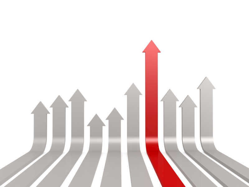 白色背景下红色箭头高于灰色箭头