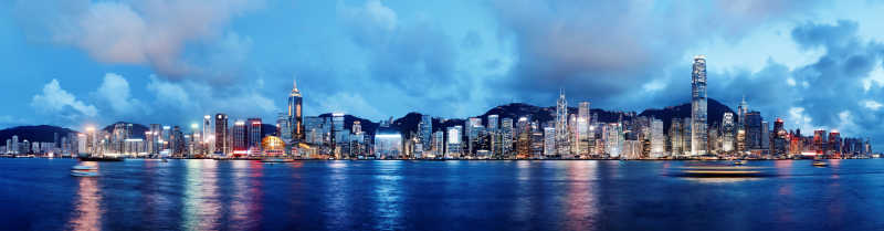 香港建筑夜景霓虹灯