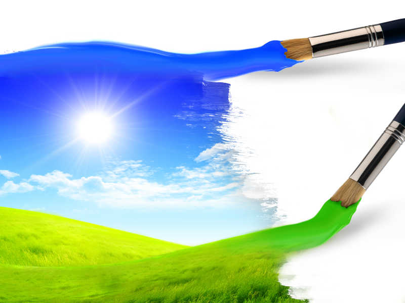 夏天自然的艺术家绘画自然风景