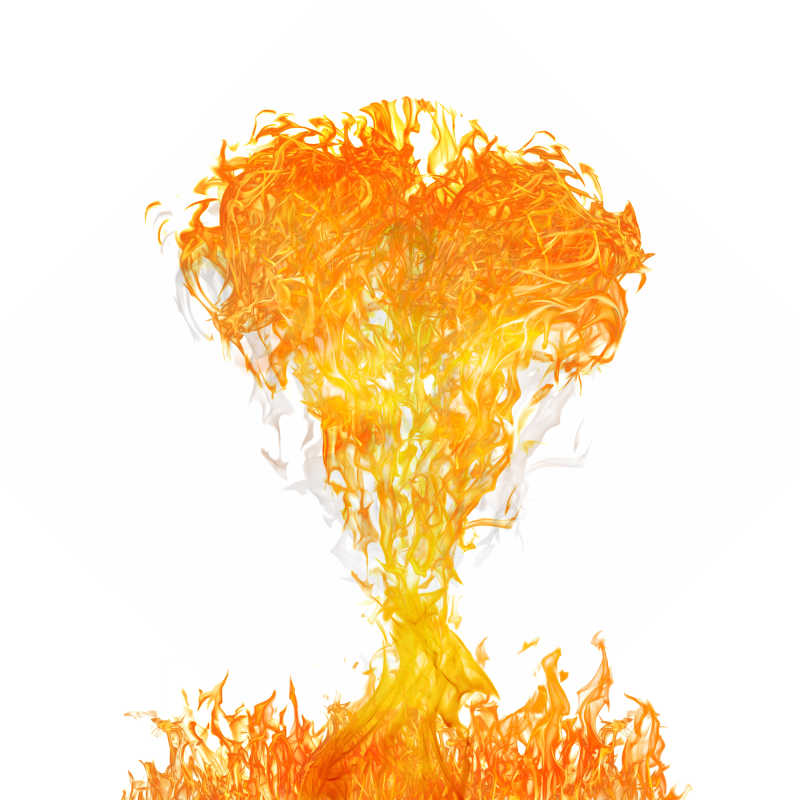 白色背景下的蘑菇云状的火焰