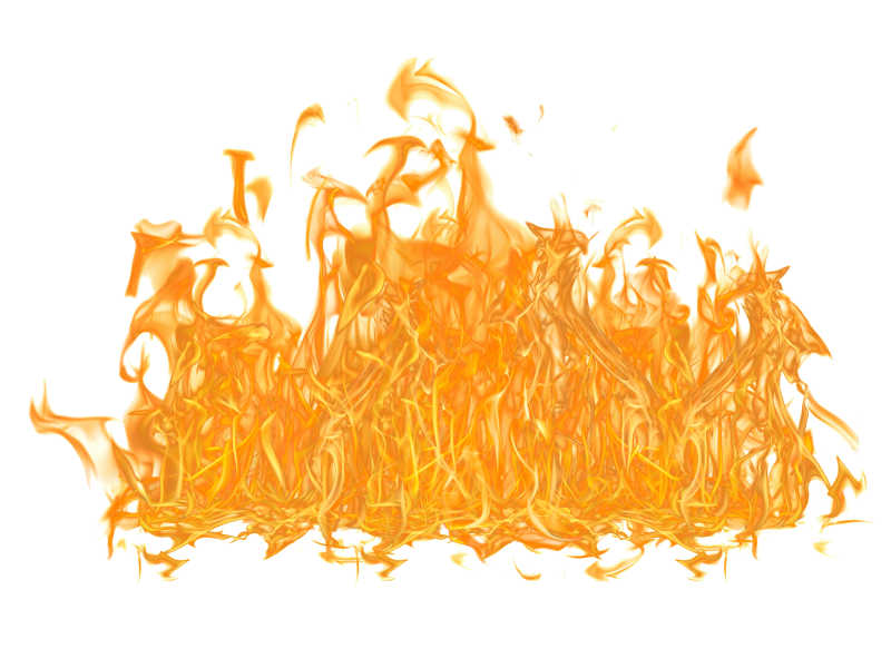 白色背景下橙黄色火焰