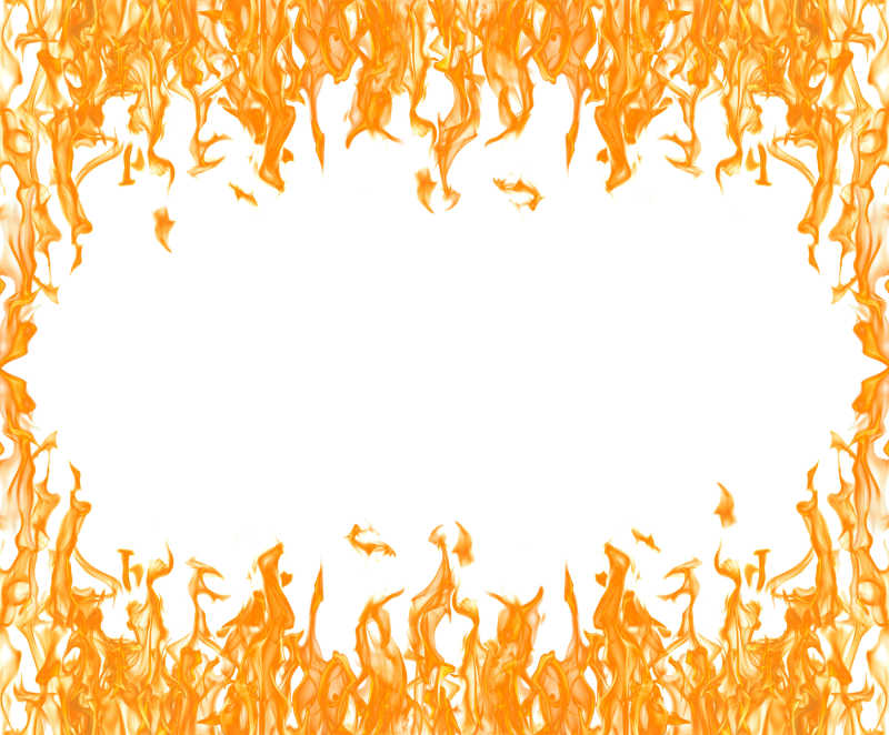 白色背景上的黄色火焰框