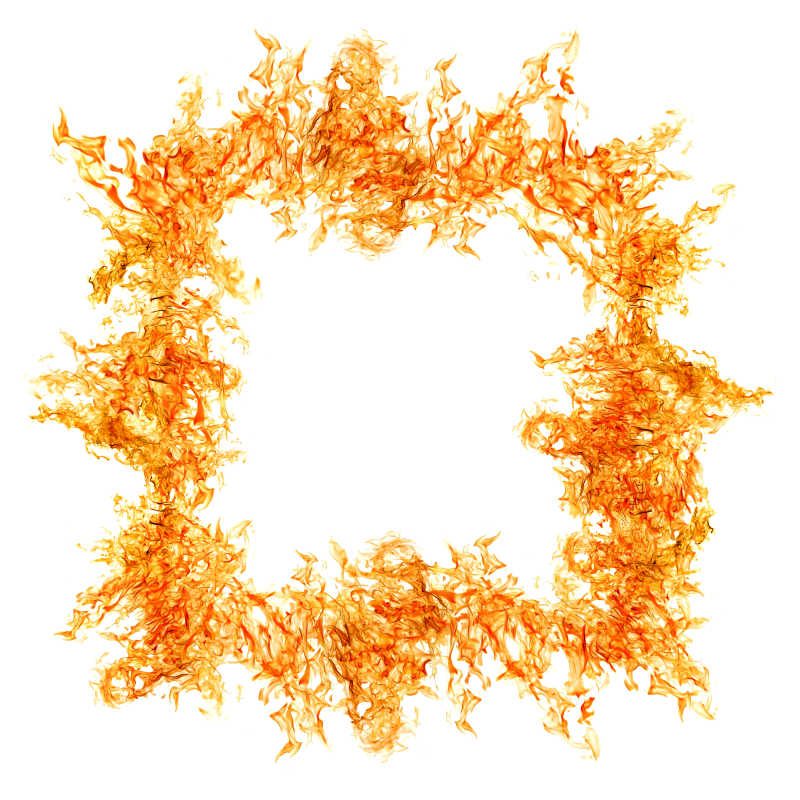 白色背景下方形红黄色火焰