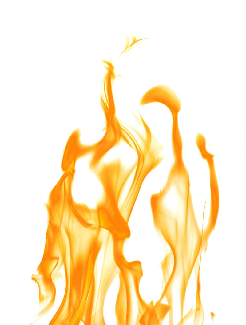 白色背景下暗黄色火焰