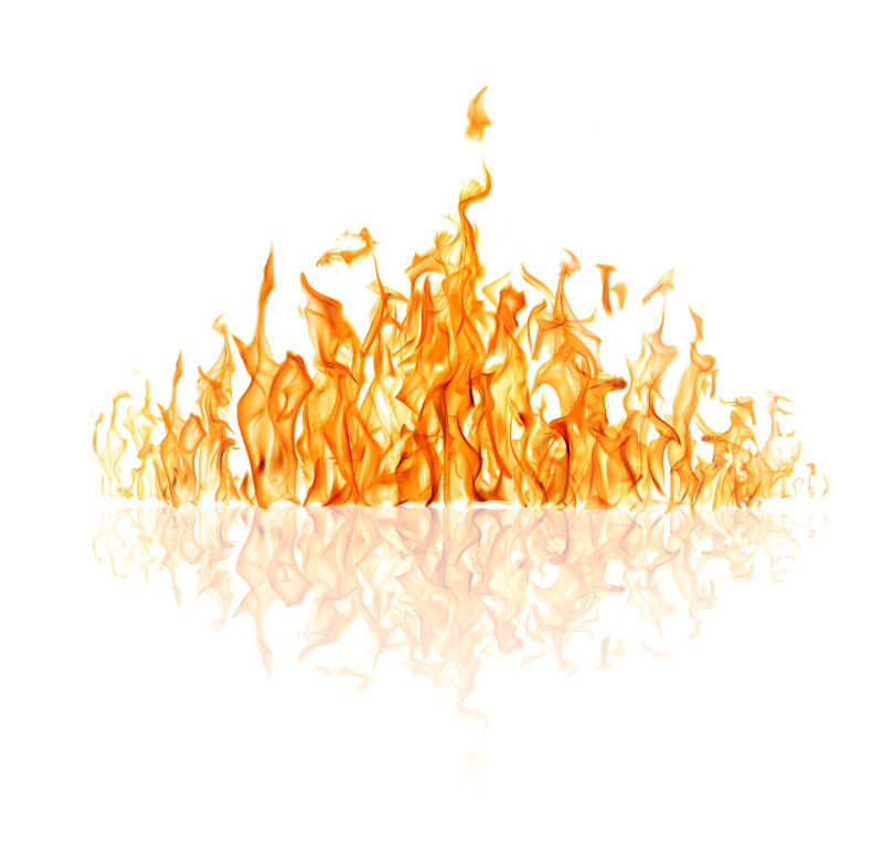 白色背景上的红黄色火焰