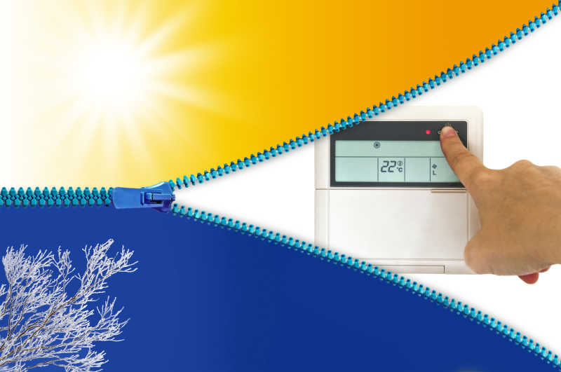 手调节加热和冷却空调概念