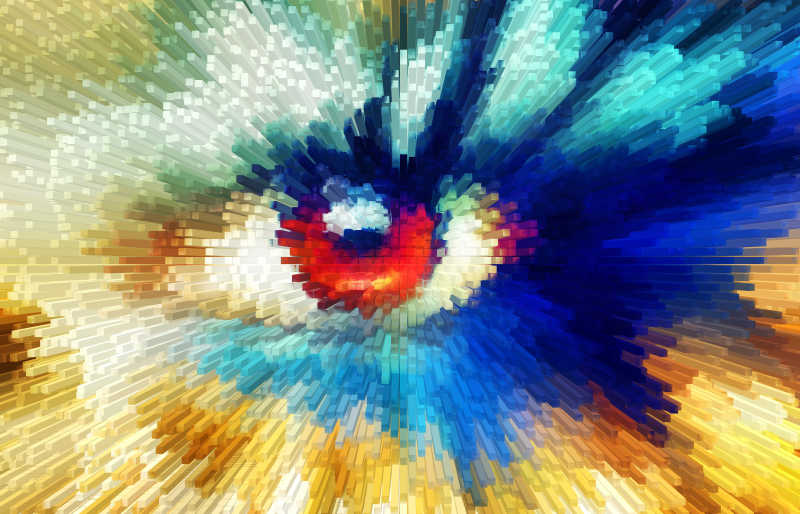 眼睛特写色彩效果绘画拼贴