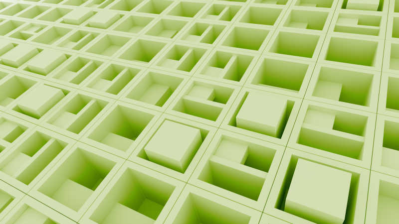 抽象图案背景由具有内部结构的随机旋转立方体制成