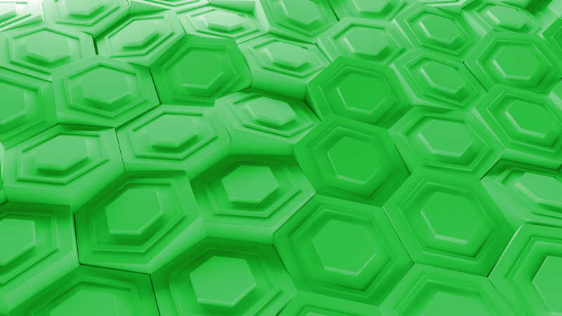 3D背景由随机旋转六角形图案元素组成