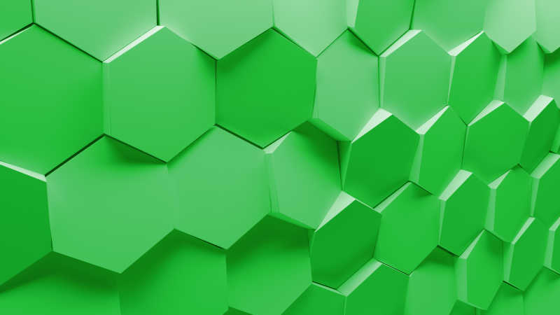 由随机旋转六角形图案元素组成的3D背景