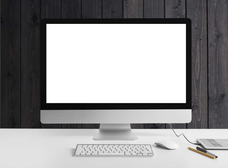 空白屏幕的桌面台式电脑