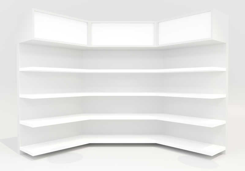 白色背景下白色货架的设计图