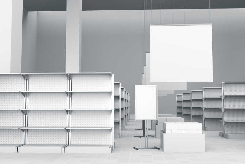 3D空的货架特写